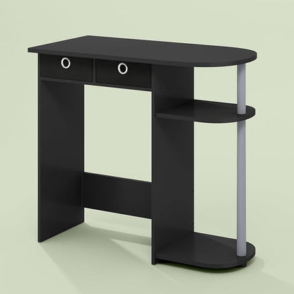 Ipoh Home Computer Desk, 32 Inch Writing Desk, Study Desk with Side Shelves and Bin Storage, for Home Office, Study Room, Black/Grey