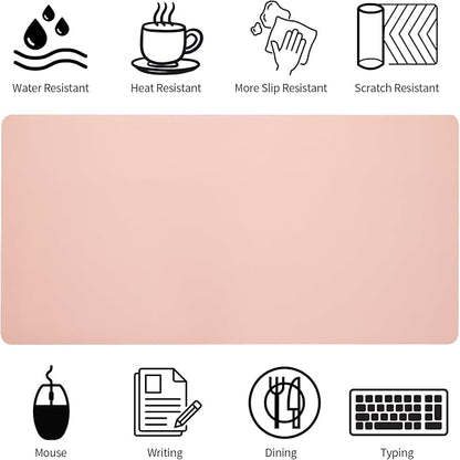 Bloss Pink Desk Mat, Waterproof Non-Slip Leather Desk Pad, Large Mouse Pad, Desk Writing Pad, Desk Mat for Keyboard and Mouse Desk Organizers and Accessories (31.5×15.7 Inches)