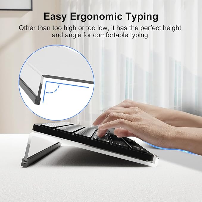 Suptek 16.9"x5.7" Clear Acrylic Tilted Computer Keyboard Stand for Easy Ergonomic Typing, Keyboard Tray Holder Silicone Anti-Slip Case for Office Desk, Home, School, A001