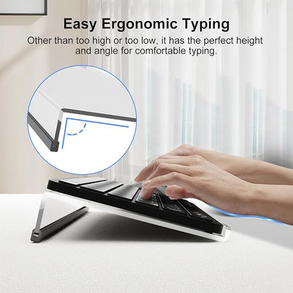 Suptek 16.9"x5.7" Clear Acrylic Tilted Computer Keyboard Stand for Easy Ergonomic Typing, Keyboard Tray Holder Silicone Anti-Slip Case for Office Desk, Home, School, A001