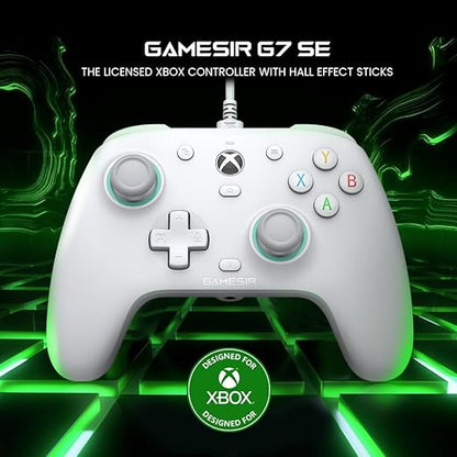 GameSir G7 SE Wired Controller for Xbox Series X|S, Xbox One & Windows 10/11, Plug and Play Gaming Gamepad with Hall Effect Joysticks/Hall Trigger, 3.5mm Audio Jack (White)