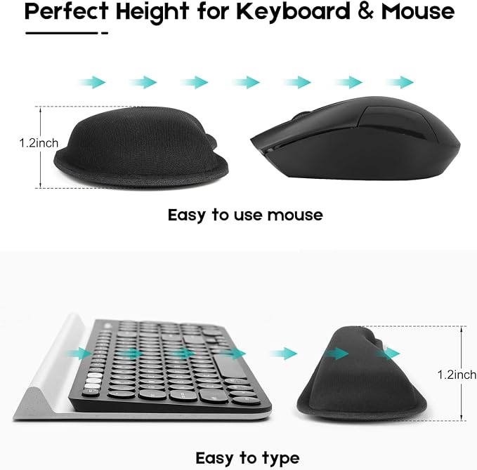 Excel Cheat Sheet Mouse Pad Set | 3-Piece XXL Ergonomic Desk Mat with Wrist Rest for Office & Gaming(Black)