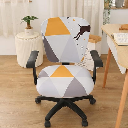 Jinzio Computer Office Chair Cover - Split Protective & Stretchable Cloth Polyester Universal Desk Task Chair Chair Covers Stretch Rotating Chair Slipcover (Deer)