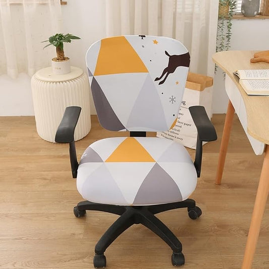 Jinzio Computer Office Chair Cover - Split Protective & Stretchable Cloth Polyester Universal Desk Task Chair Chair Covers Stretch Rotating Chair Slipcover (Deer)