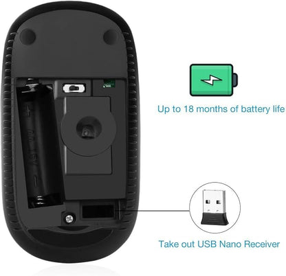 VssoPlor Wireless Mouse, 2.4G Slim Portable Computer Mice with Nano Receiver Quiet Silent Optical Laptop Mouse for Notebook, PC, Laptop, Computer-Black and Gray