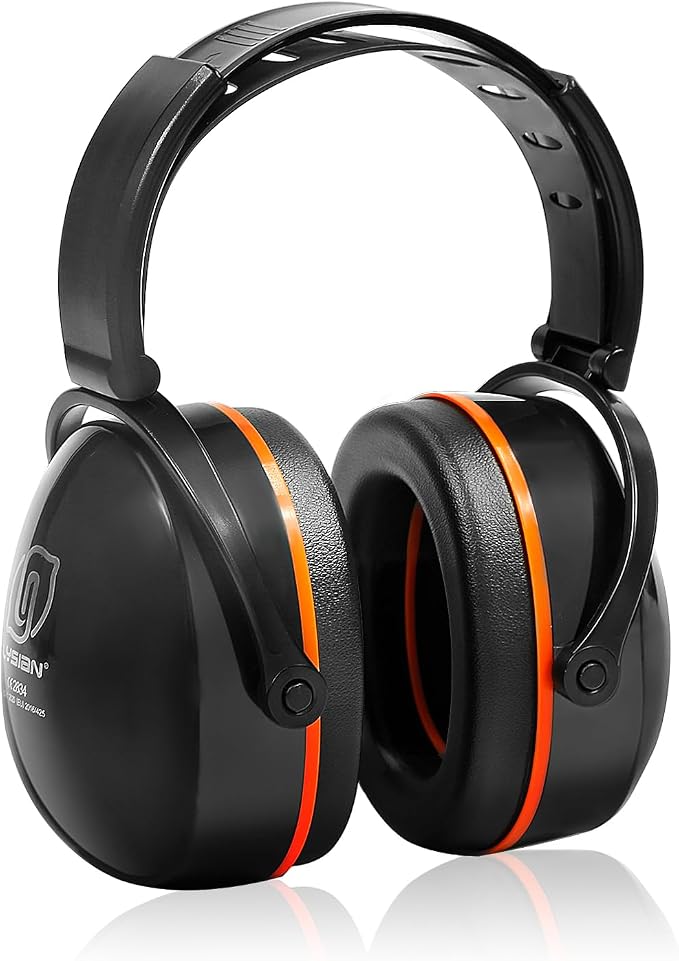 LYSIAN 31dB Hearing Protection Earmuffs, Foldable Adjustable Safety Ear Muffs for Shooting, Construction, Lawn Mowing, Adults