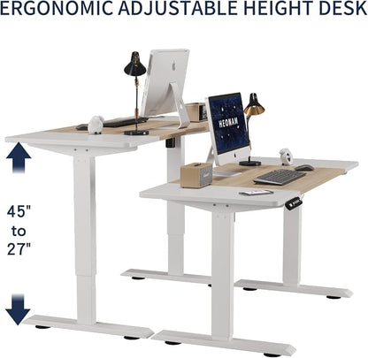 55 Inch Computer Desk with Power Outlets and USB Ports, Large Office Desk for Home Office, Modern Writing Table with Sturdy Frame