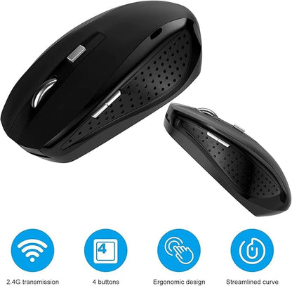 Guiheng 2 Pack Wireless Mouse, 2.4Ghz Wireless Mouse Computer Mouse1200,6 Buttons with Nano Receiver for Laptop,PC,Chromebook,Computer,Notebook,Office (Black)