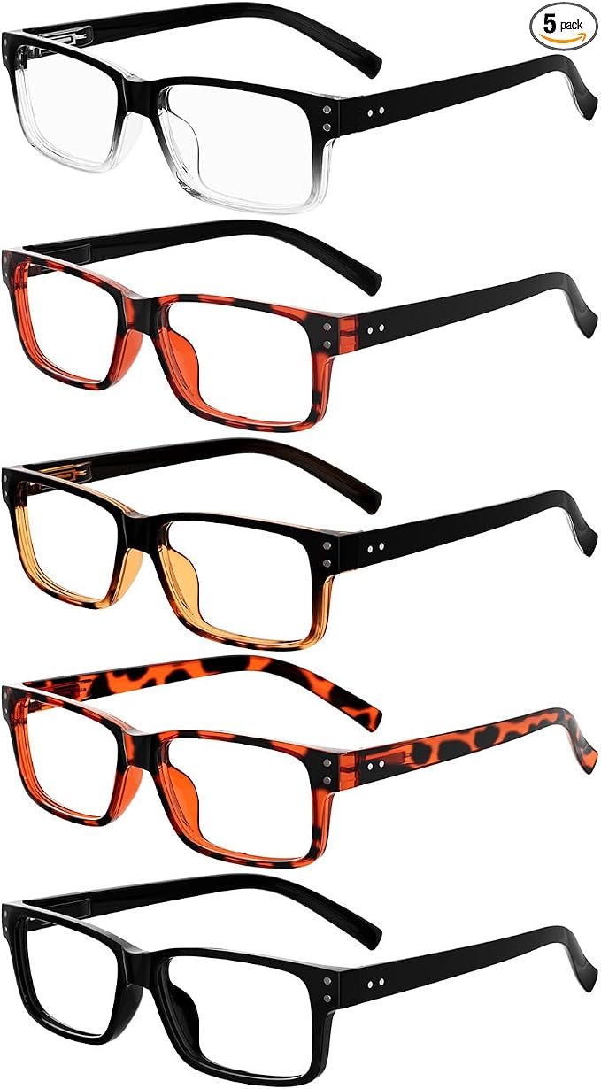 Eyekepper Vintage Reading Glasses for Men - 5 Pack Spring Hinges Classic Readers +3.50