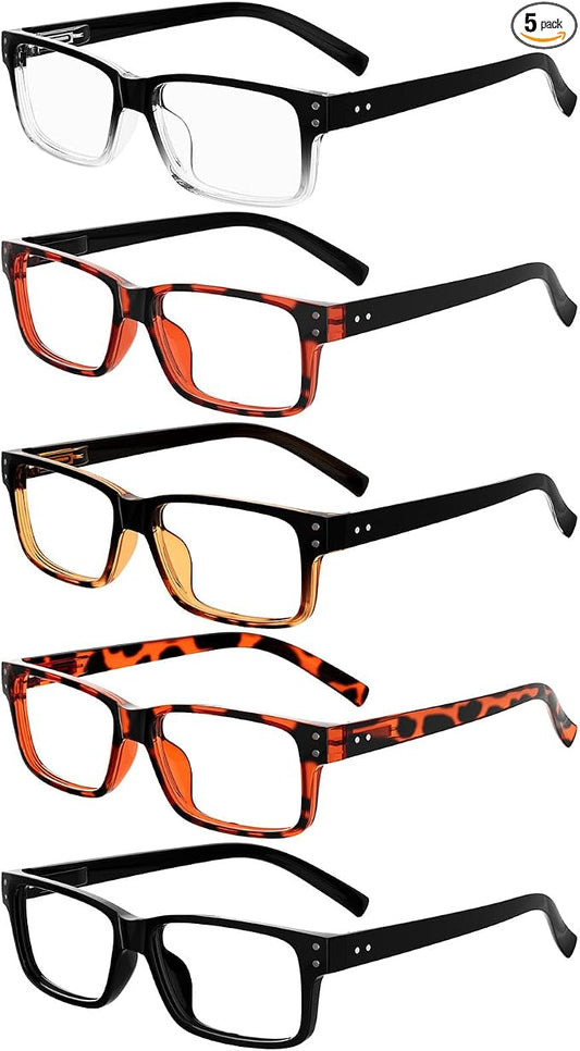 Eyekepper Vintage Reading Glasses for Men - 5 Pack Spring Hinges Classic Readers +3.00