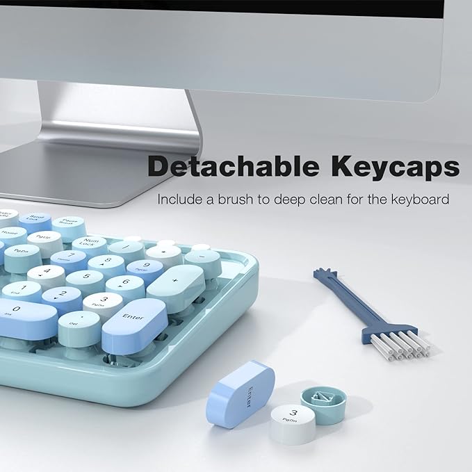 Dilter Wireless Keyboard and Mouse Combo, 104 Keys Full-Sized Typewriter Keyboards, 2.4 GHz USB Receiver Plug and Play, for Windows, PC, Laptop, Desktop (Blue Colorful)