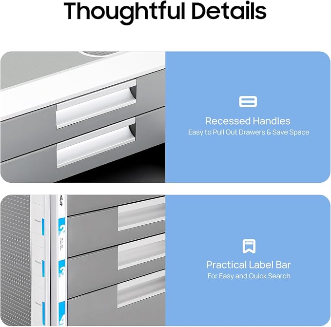 File Cabinet with Drawers Office Document Storage Box Filing Organzier Lockable Desktop Drawer Organizer for Papers Mail Notebooks Stationery (4-layer)