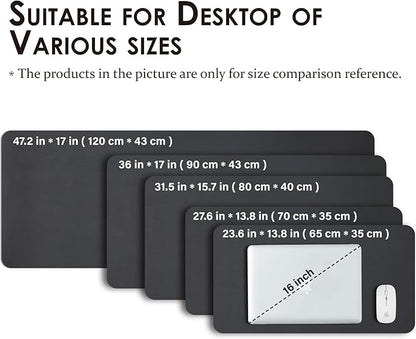 Large Desk Mat - 47.2"x 17" Non-Slip PU Desk Pad for Office and Home - Ideal for Large Mouse Pad and Desk Mats on Top of Desks(Black)