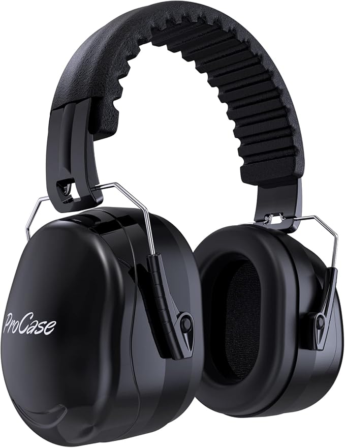 ProCase NRR 32dB Noise Reduction Ear Muffs for Adults & Kids, Hearing Protection for Shooting, Gun Range, Mowing, Construction & Autism Sensory Support, Foldable Safety Earmuffs – Black