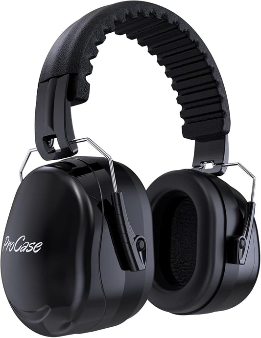 ProCase NRR 32dB Noise Reduction Ear Muffs for Adults & Kids, Hearing Protection for Shooting, Gun Range, Mowing, Construction & Autism Sensory Support, Foldable Safety Earmuffs – Black