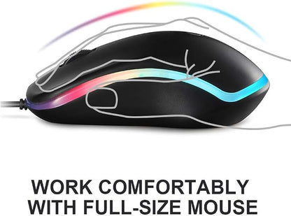 COOLERPLUS FC112 USB Optical Wired Computer Mouse with Easy Click for Office and Home, 1000DPI, Premium and Portable,Compatible with Windows PC, Laptop, Desktop, Notebook (Black)