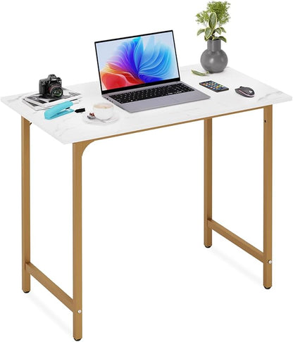 BestOffice Computer Desk,Home Office Desk, Modern Simple Style for Home Office Study Writing (Gold, 32 Inch)