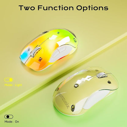 memzuoix 2.4G LED Wireless Mouse, Rechargeable Ergonomic Mouse with Detachable Cover, 1400 DPI Portable Optical Computer Mouse with USB Receiver for Laptop, PC, Desktop and MacBook, 5 Buttons-Yellow