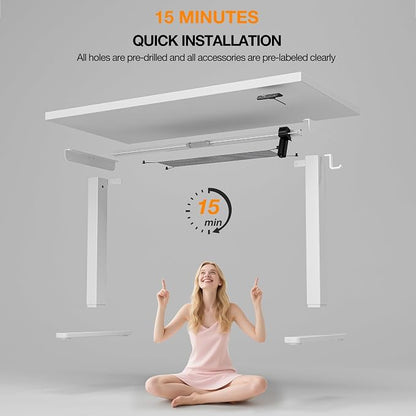 Acrolix Electric Standing Desk, Height Adjustable Home Office Desk with Memory Presets & Cable Management,White Sit Stand Desk for Work from Home, Ergonomic Computer Desk (63" x 24")