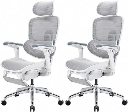 SIHOO Doro C300 Pro V2 Ergonomic Office Chair with Footrest & Full-Body Adaptive Support, 8D Armrests & Breathable Mesh, Comfy High Back Computer Desk Chair for Long Hours, 135° Recline, 2 Packs, GREY