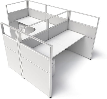 SUNLINE Office Cubicle Kit - Modular Office Furniture Kit with 7 Layout Options, Adjustable Panels and Mobile Storage, Easy-Assembly Desk System for Modern Workspaces - Grey