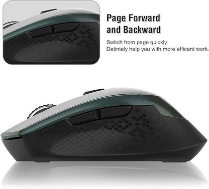 Wireless 2.4G Silent Cordless Mouse - 6 Buttons, 3 DPI Levels for Laptop, Desktop, MacBook, PC