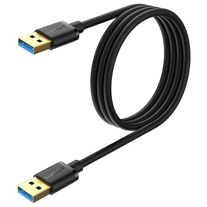 SUNGUY USB to USB Cable 3FT, USB 3.0 Type A Male to Type A Male Cable Data Transfer up to 5Gbps Compatible with Printers, Modems, Hard Drives, Monitor, Camera, Wacom, DVD, Hub
