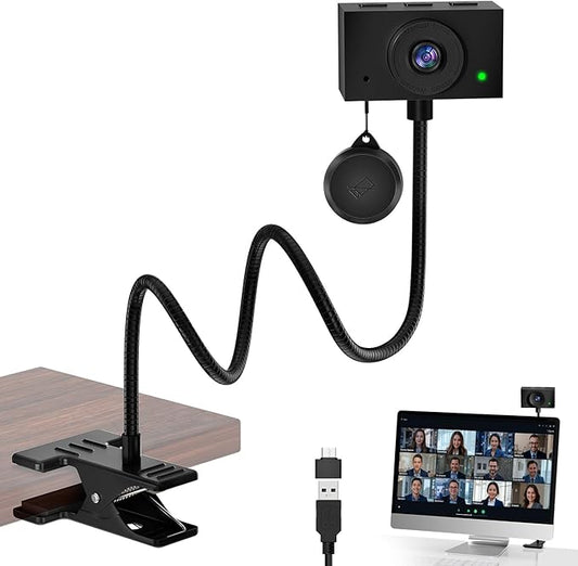 Webcam for PC, 2K Streaming Camera, Web Camera for Desktop/Laptop Computer Webcam with Microphone, Plug and Play USB Web Cam with Bracket, Manual Focus, for Live Streaming, Video Calls (Black, 2K)