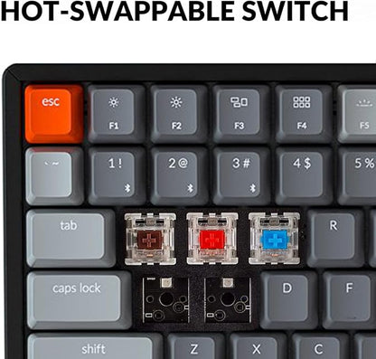 Keychron K4 Bluetooth Wireless Mechanical Keyboard RGB LED Backlit, Hot-swappable Compact 100 Keys USB Wired Computer Gaming Keyboard Aluminum Frame for Mac Windows, Gateron Red Switch