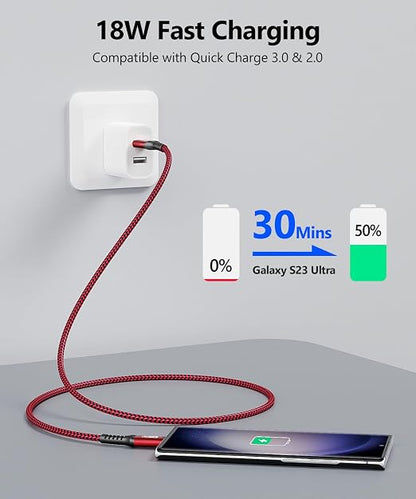 SUNGUY 10Gbps USB C 3.1 Gen 2 Cable, [2-Pack, 4FT] USB A to USB C 3A Fast Charging Android Auto USB C CarPlay Cable, for iPhone 17/16/15 Pro Max, Galaxy S22 S21 Note 20, Pixel 6 5 (Red)