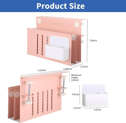 LUKETURE Desk Side Storage, 2 Tier Steel Hanging Organizer, No Drill Side Desk Organizer, Laptop Holder, with Pen Holder, Hanging Table Storage for Office Home, Fits Flat Edge Tables 0.3" to 2.8" | Sturdy Steel Double Tier Strong, Magnetic Pen Holder, ...