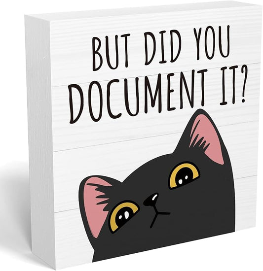mmiishe Did You Document It Cute Cat Desk Accessories for Coworkers Women | Funny Cat Themed Gifts for Women Colleagues Men Cubicle Accessories for Office Meeting Rooms Study Rooms Bedroom 5 x 5 Inches