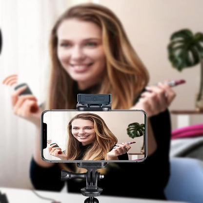 Webcam Stand with Phone Holder, Adjustable Height Desk Camera Mount for Logitech C920 C922 C925e C930e, 1/4" Threaded Desktop Tripod Stand for Live Streaming, Video Conferencing, Online Classes