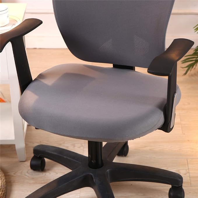 Jinzio Computer Office Chair Cover - Split Protective & Stretchable Cloth Polyester Universal Desk Task Chair Chair Covers Stretch Rotating Chair Slipcover, Grey