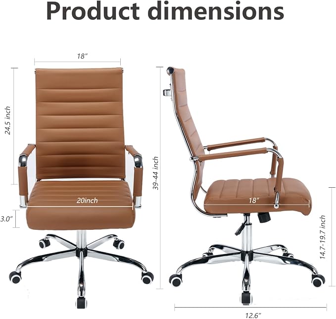 Office Desk Chair Leather, Conference Room Chairs with Wheels, Modern Executive Computer Guest Chairs with Arms.