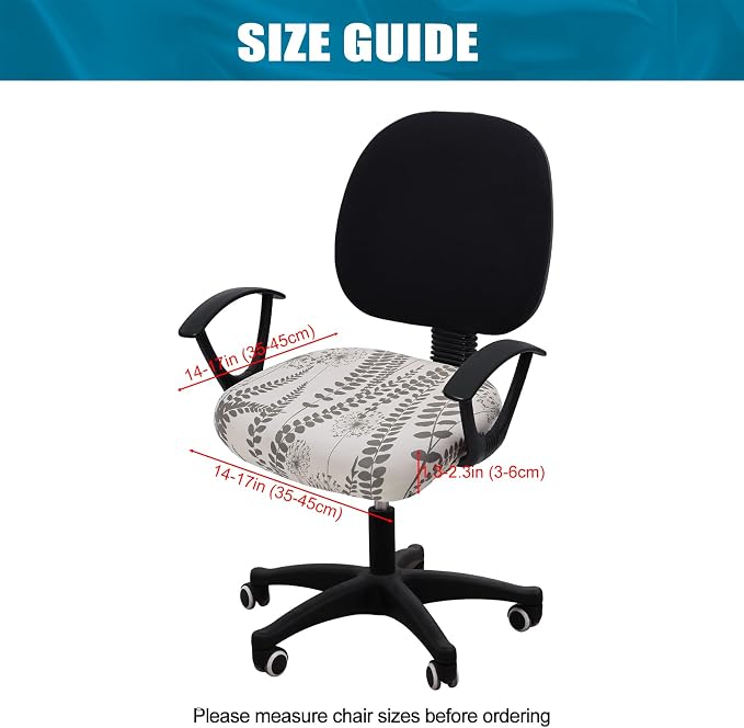 Smiry Printed Office Computer Chair Seat Covers, Stretch Fit Universal Desk Rotating Chair Cover Washable Removable Seat Cushion Protectors - Sage Gray