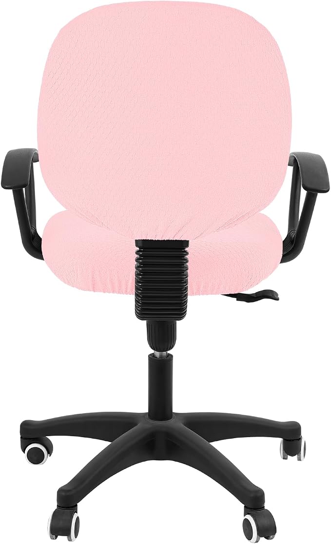 Smiry Stretch Jacquard Office Computer Chair Covers, Removable Washable Universal Desk Rotating Chair Slipcovers Protector, Seat + Backrest Cover, Blush Pink