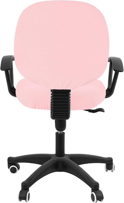 Smiry Stretch Jacquard Office Computer Chair Covers, Removable Washable Universal Desk Rotating Chair Slipcovers Protector, Seat + Backrest Cover, Blush Pink