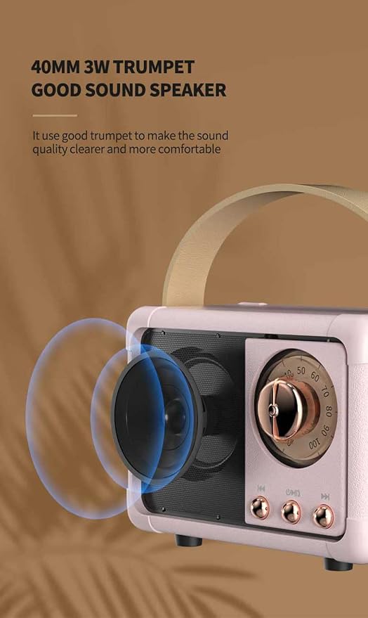 Dosmix Retro Bluetooth Speaker, Vintage Mini Wireless Speaker for Bedroom Desk Kitchen Office, Cute Portable Speaker for Room Decor, Small Bluetooth Speaker for iPhone Android, Gift for Women Girls