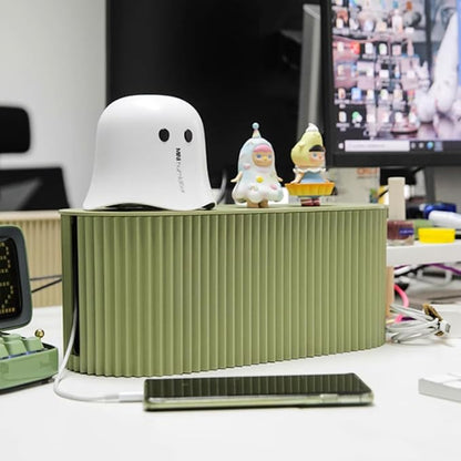 Cable Management Box,Desk Cord Organizer with Groove Cover,Plastic Cord Hider Box,Large Cable Box Organizer,Power Socket Management for TV/Computer/Router/Games Console Cable Storage (Green)