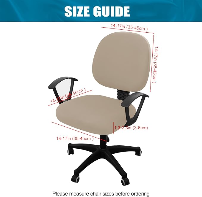 Smiry Stretch Printed Office Computer Chair Covers, Universal Washable Removable Desk Rotating Chair Slipcovers Protector, Seat + Backrest Cover - Taupe
