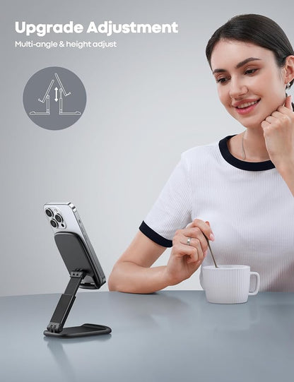 Lamicall Cell Phone Stand for Desk - [Height Adjustable] Foldable Mobile Phone Holder, Portable Stand for iPhone 17 16 15 14 13 12 11 Pro Max Plus Air, Galaxy S25, Office Gift, Telephone Accessories