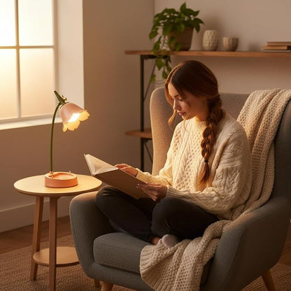 magical JD LED Desk Lamp Cordless Table Light Adjustable Gooseneck Dimmable Touch Rechargeable Battery Eye-Caring Night Light for Kids, Mini Cute Lamp for College Dorm Bedroom Reading, Yellow
