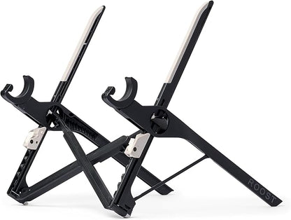 Roost V3 Plus - Ultra Portable and Adjustable Laptop Stand - Quick-Release Height Adjustment, 5 to 14 inch Screen Lift, Patented Rigid Folding Structure and Self-Adjustings Laptop Grips | Onyx Color