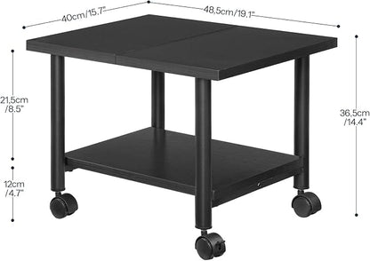 HOOBRO Printer Stand, 2-Tier Industrial Under Desk Printer Cart with Shelf, Mobile Heavy Duty Storage Rack on Wheels for Home, Office, Black BB02PS01G1