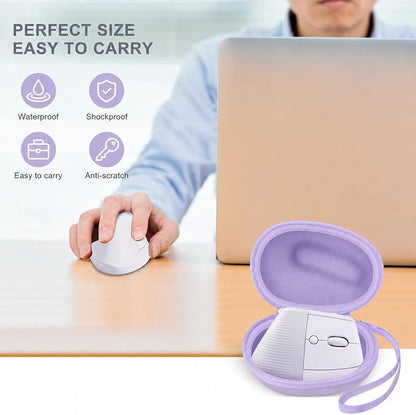 ANKHOH Case for Logitech Lift Vertical Ergonomic Mouse, Travel Carrying Holder Storage Box for Logi Wireless Bluetooth Cordless Upright Mouse - Bag Only (Purple)