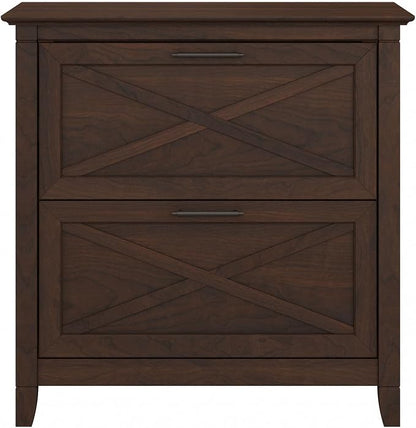 Bush Home Key West 2 Drawer Lateral File Cabinet in Bing Cherry, Document Storage for Home Office, Accent Chest with Drawers