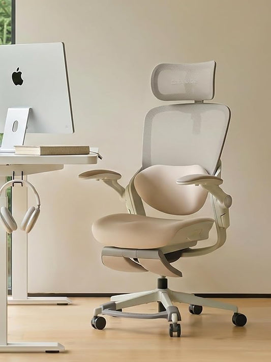 CabLady S2 Petite Office Chair for Women & Small Frames | 330lb Capacity, 4D Adjustable Lumbar/ Headrest, Flip-Up Arms & Footrest, Ergonomic Desk Chair