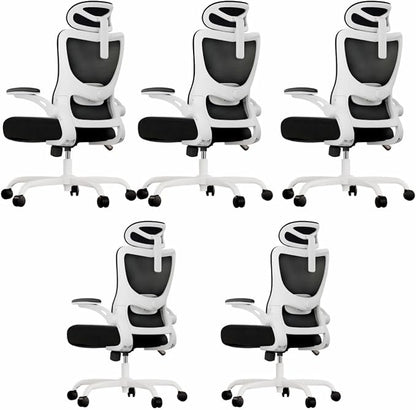 Marsail Ergonomic Office Chair with 3D Armrests, Pack of 5 | Office Desk Chair with High Back Mesh, Adjustable Lumbar Support, Rolling Work Swivel Task Chairs with Wheel, Headrest, home