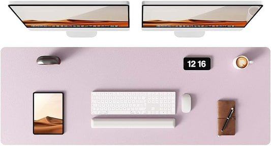 YSAGi Leather Desk Pad Protector, Office Desk Mat, Large Mouse Pad, Non-Slip PU Leather Desk Blotter, Laptop Desk Pad, Waterproof Desk Writing Pad for Office and Home(Grayish Lavender, 47" x 17")